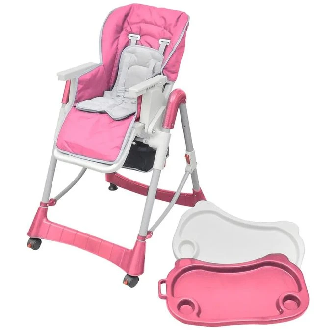 Chaise Haute Pour Bébés Deluxe Rose Hauteur Réglable 2 Chaise Haute Pour Bébés Deluxe Rose Hauteur Réglable – Image 2