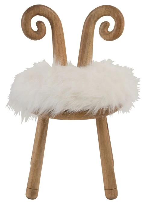 Chaise Oreille De Mouton Bois Naturel Et Blanc D 36 Cm 2 Chaise Oreille De Mouton Bois Naturel Et Blanc D 36 Cm – Image 2