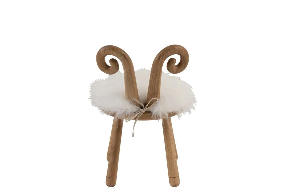 Chaise Oreille De Mouton Bois Naturel Et Blanc D 36 Cm 5 Chaise Oreille De Mouton Bois Naturel Et Blanc D 36 Cm – Image 5
