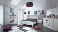 Chambre Adulte Complète Bois De Chêne Gris Maeva 140