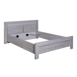 Chambre Adulte Complète Bois De Chêne Gris Maeva 140 -Vente De Chambre chambre adulte complete bois de chene gris maeva 140 208209