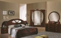 Chambre Complète 6 Pièces Bois Brillant Acajou Proud 160 2