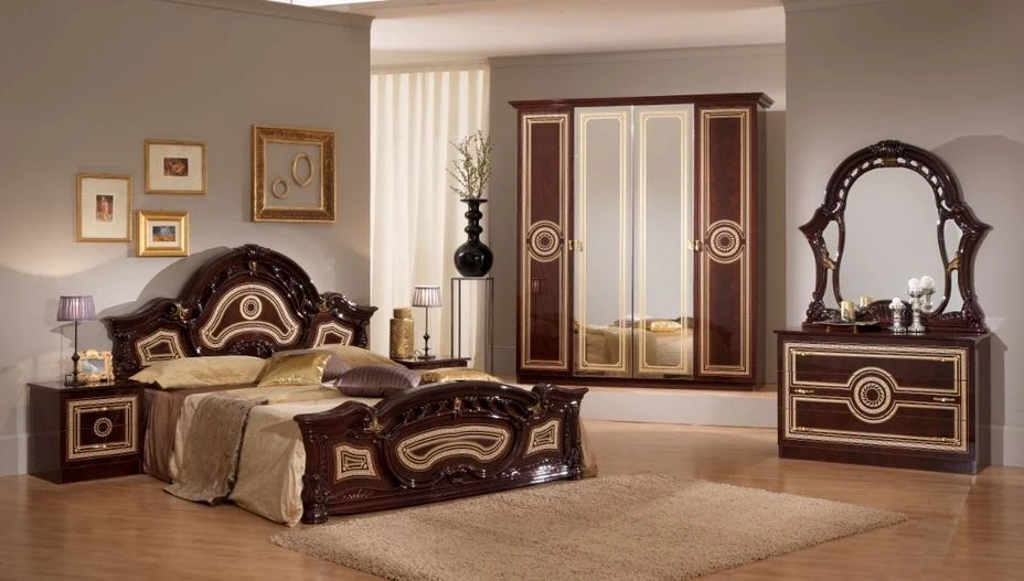 Chambre Complète 6 Pièces Bois Brillant Acajou Soraya 160 1 Chambre Complète 6 Pièces Bois Brillant Acajou Soraya 160
