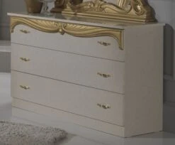 Chambre Complète 6 Pièces Bois Brillant Beige Et Doré Crissie 180 -Vente De Chambre chambre complete 6 pieces bois brillant beige et dore crissie 180 266149