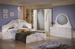 Chambre Complète 6 Pièces Bois Brillant Blanc Denyz