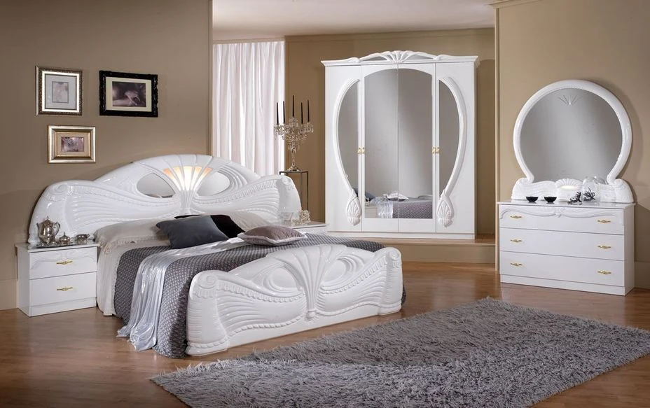 Chambre Complète 6 Pièces Bois Brillant Blanc Proud 160 1 Chambre Complète 6 Pièces Bois Brillant Blanc Proud 160