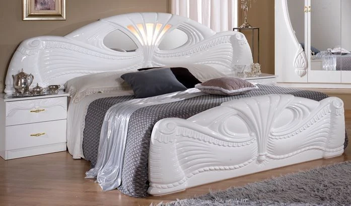 Chambre Complète 6 Pièces Bois Brillant Blanc Proud 160 3 Chambre Complète 6 Pièces Bois Brillant Blanc Proud 160 – Image 3