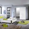 Chambre Complète Avec Environnement Laqué Blanc Armoire 3 Portes Italya 160