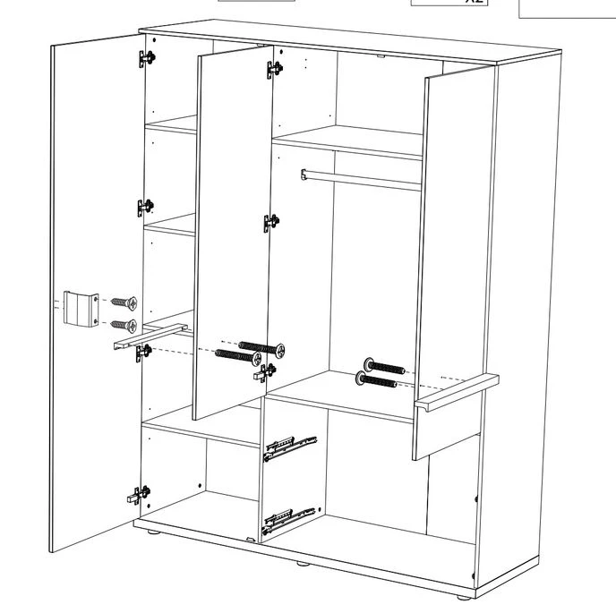 Chambre Complète Avec Environnement Laqué Blanc Armoire 3 Portes Italya 160 6 Chambre Complète Avec Environnement Laqué Blanc Armoire 3 Portes Italya 160 – Image 6