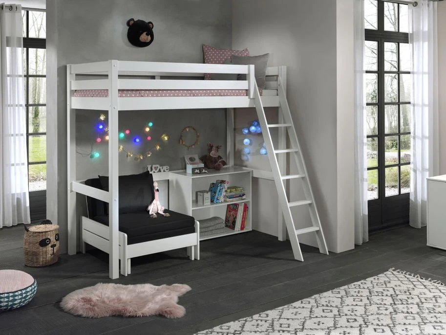 Chambre Enfant 3 Pièces Lit Fauteuil Et Bibliothèque Pin Massif Blanc Pino 90x200 Cm 2 Chambre Enfant 3 Pièces Lit Fauteuil Et Bibliothèque Pin Massif Blanc Pino 90x200 Cm – Image 2