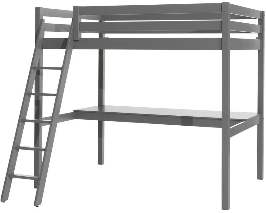 Chambre Enfant 3 Pièces Lit Mezzanine Lit Simple Et Commode 2 Portes Pin Massif Gris Pino 90/140x200 Cm 2 Chambre Enfant 3 Pièces Lit Mezzanine Lit Simple Et Commode 2 Portes Pin Massif Gris Pino 90/140x200 Cm – Image 2
