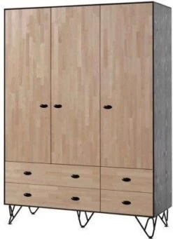Chambre Enfant 4 Pièces Bois Massif Clair Et Gris Arna 90x200 Cm 2 -Vente De Chambre chambre enfant 4 pieces bois massif clair et gris arna 90x200 cm 265217