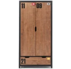 Chambre Enfant 5 Pièces Lit Gigogne Chevet Armoire Et Commode Pin Massif Foncé Et Noir Alex 90x200 Cm -Vente De Chambre chambre enfant 5 pieces lit gigogne chevet armoire et commode pin massif fonce et noir alex 90x200 cm 5420070211918 689619