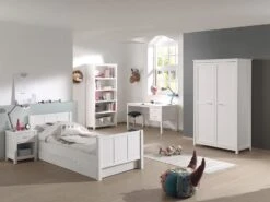 Chambre Enfant 6 Pièces Pin Massif Blanc Carly 90x200 Cm