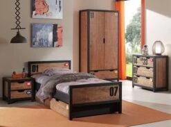 Chambre Enfant 6 Pièces Pin Massif Foncé Et Noir Alex