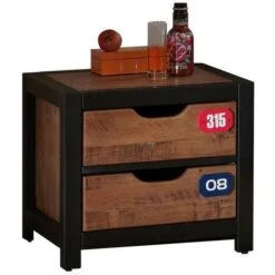 Chambre Enfant 6 Pièces Pin Massif Foncé Et Noir Alex -Vente De Chambre chambre enfant 6 pieces pin massif fonce et noir alex 5420070228923 689665