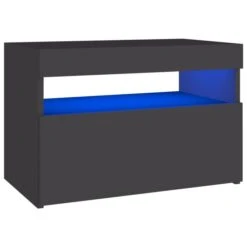 Chevet Avec Lumières LED Gris 60x35x40 Cm