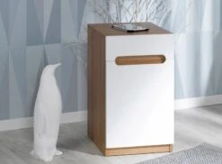 Chevet Enfant 1 Tiroir 1 Porte Blanc Et Bois Clair Milo