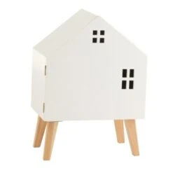 Chevet Petite Armoire Cabane Bois Clair Et Blanc Peeka