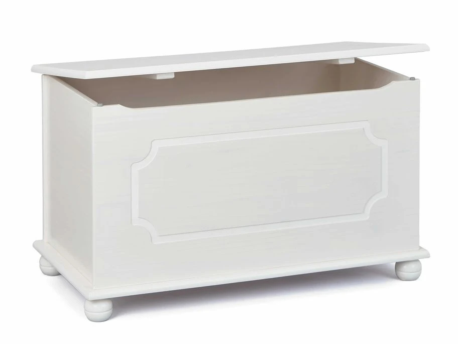 Coffre à Jouet Pin Massif Vernis Blanc Karal 2 Coffre à Jouet Pin Massif Vernis Blanc Karal – Image 2