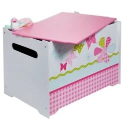 Coffre A Jouets Enfant En Bois Avec Couvercle HelloHome Rose Et Blanc -Vente De Chambre coffre a jouets enfant en bois avec couvercle hellohome rose et blanc 5013138635674 519207