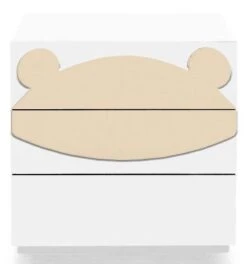 Commode 3 Tiroirs Laqué Blanc Et Motif Ours Orange Fox