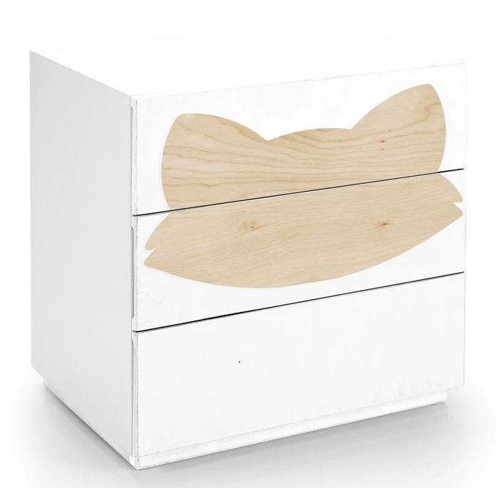 Commode 3 Tiroirs Laqué Blanc Et Motif Renard Bois Clair Fox 1 Commode 3 Tiroirs Laqué Blanc Et Motif Renard Bois Clair Fox