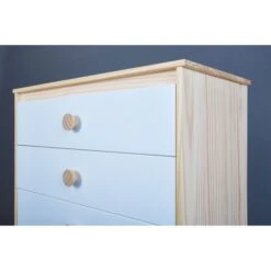 Commode 4 Tiroirs Pin Massif Clair Et Blanc Wonda -Vente De Chambre commode 4 tiroirs pin massif clair et blanc wilna 4010340935500 577820