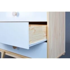 Commode 4 Tiroirs Pin Massif Clair Et Blanc Wonda -Vente De Chambre commode 4 tiroirs pin massif clair et blanc wilna 4010340935500 577821