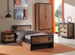 Commode 4 Tiroirs Pin Massif Foncé Et Noir Alex -Vente De Chambre commode 4 tiroirs pin massif fonce et noir alex 5420070209830 689599