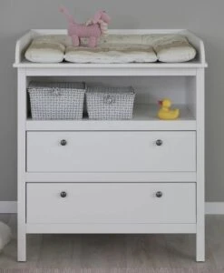 Commode à Langer 2 Tiroirs Mélaminé Blanc Leone -Vente De Chambre commode a langer 2 tiroirs melamine blanc leone 4251398972929 1080756