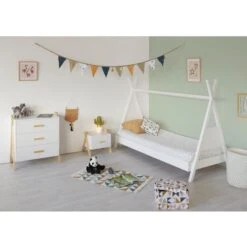 Commode Enfant 3 Tiroirs Pin Massif Clair Et Blanc Cora -Vente De Chambre commode enfant 3 tiroirs pin massif clair et blanc amarok 3248116143175 413842