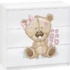Commode Enfant Blanche Ourson Avec Fleurs 80 Cm