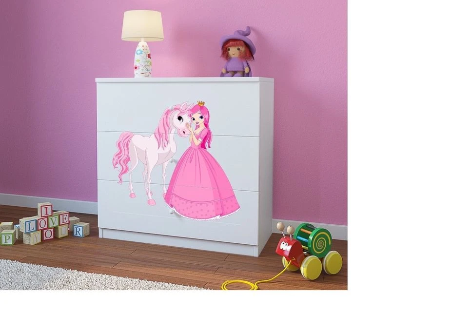 Commode Enfant Blanche Princesse Debout Et Cheval Drimy 2 Commode Enfant Blanche Princesse Debout Et Cheval Drimy – Image 2