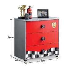 Commode Enfant Rouge Racing Kup 3 Tiroirs 76 Cm -Vente De Chambre commode enfant rouge racing kup 3 tiroirs 76 cm 3666722910613 1485403