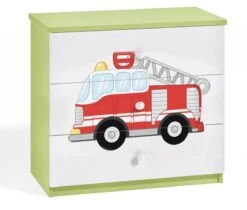 Commode Enfant Verte Camion De Pompier 80 Cm