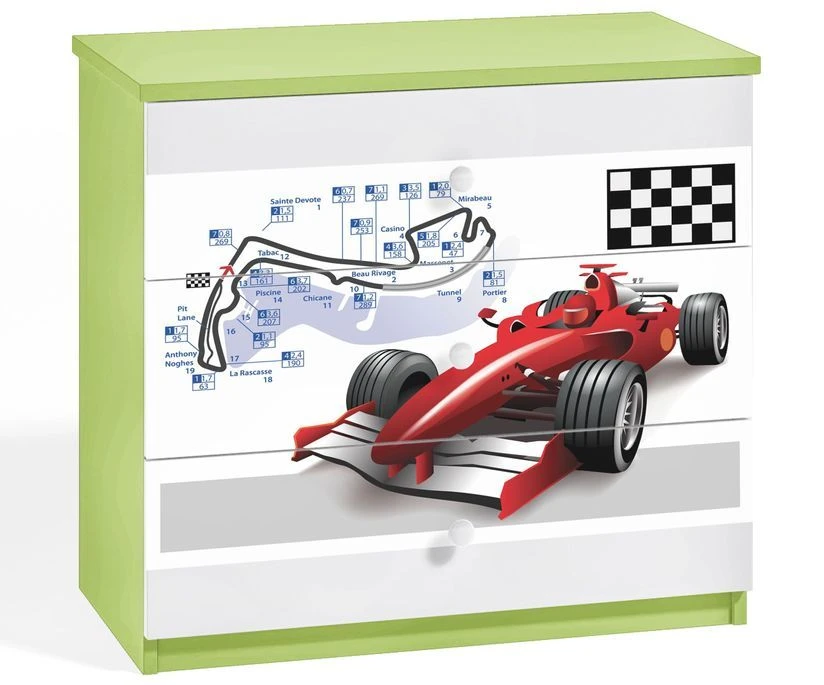 Commode Enfant Verte Voiture De Course 80 Cm 1 Commode Enfant Verte Voiture De Course 80 Cm