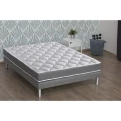 CONFORT DESIGN Ensemble Matelas + Sommier 160 X 200 - Mousse Mémoire Et Ressorts - 22 Cm - Mi-ferme - PRINCE