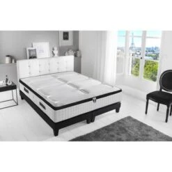CONFORT DESIGN Ensemble Matelas + Sommiers 2 X 90 X 200 - Ressorts Et Mousse Mémoire - 30 Cm - 7 Zones - Ferme - HOTEL PALACE