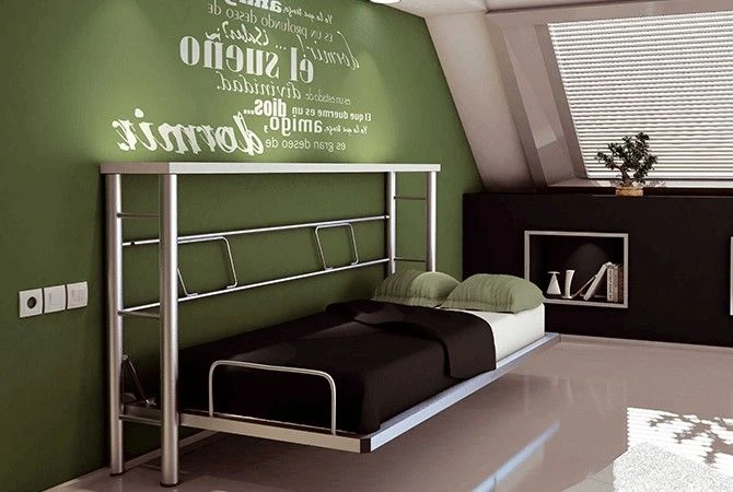 Console Lit Escamotable 90x180 Cm Métal Et Façade Bois Melaminé Laura 2 Console Lit Escamotable 90x180 Cm Métal Et Façade Bois Melaminé Laura – Image 2