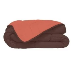 Couette Microfibre 400g/m² CALGARY Chocolat & Corail 220x240cm
