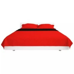 Couvre-lit Matelassé Double-face Rouge Et Noir 170x210 Cm -Vente De Chambre couvre lit matelasse double face rouge et noir 170x210 cm 3666722520607 586219