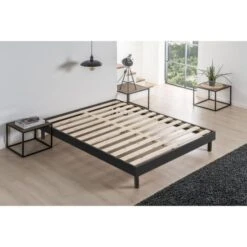 DEKO DREAM Sommier EASYKIT 140x190 Cm - 12 Lattes - Pieds Hetre - Encastrable - Anthracite