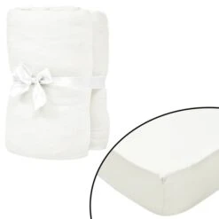 Drap-housse Pour Lit à Eau 2pcs 1,8x2m Coton Jersey Blanc Cassé