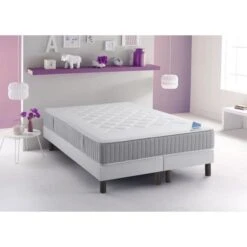DUNLOPILLO Ensemble Matelas + Sommier STROPHE 160x200 - Mousse Et Latex - 24 Cm - Ferme - 30kg/m3 Et 56kg/m3 - 2 Personnes