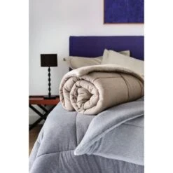 Edredon MEGEVE 140x160cm - 100% Coton - Taupe/Beige -Vente De Chambre edredon megeve 140x160cm 100 coton taupe beige 3045051143648 426423