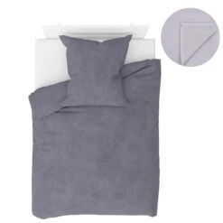Ensemble De Literie 4 Pcs Molleton Gris 135x200/80x80 Cm