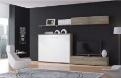 Ensemble Lit Escamotable 140x190 Cm Et Meubles De Salon Optima