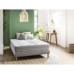 Ensemble Matelas 180 X 200 Cm + 2 Sommiers + Pieds - Ressort - 28 Cm - DREAMNIGHT
