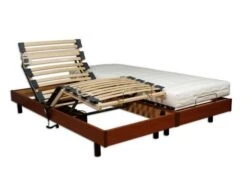 Ensemble Relaxation Matelas + Sommiers électriques Décor Cerisier 2x80x200 - Mousse - 14 Cm - Ferme - TALCA